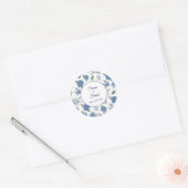 Elegant French Blue Rose Watercolor Wedding Runder Aufkleber (Umschlag)