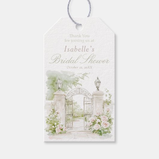 Elegant French Chateau Pastel Bridal Garden  Geschenkanhänger (Vorderseite)