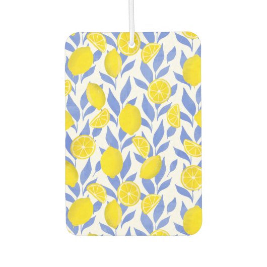 Elegant French Country Lemon Blue Botanical Autolufterfrischer (Vorderseite)