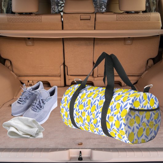 Elegant French Country Lemon Blue Botanical Duffle Bag