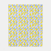 Elegant French Country Lemon Blue Botanical Fleecedecke (Vorderseite)