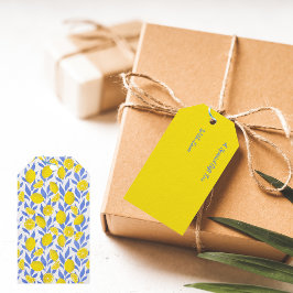 Elegant French Country Lemon Blue Botanical Geschenkanhänger