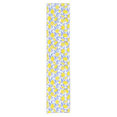 Elegant French Country Lemon Blue Botanical Kurzer Tischläufer (Vorderseite)