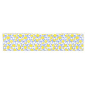 Elegant French Country Lemon Blue Botanical Kurzer Tischläufer (Horizontal)