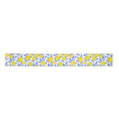 Elegant French Country Lemon Blue Botanical Satinband (Vorderseite)