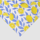 Elegant French Country Lemon Blue Botanical Seidenpapier (Ausschnitt)