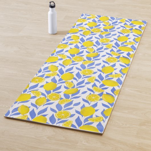 Elegant French Country Lemon Blue Botanical Yogamatte (Beispiel)
