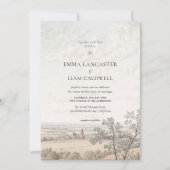 Elegant French Country Toile Wedding Einladung (Vorderseite)