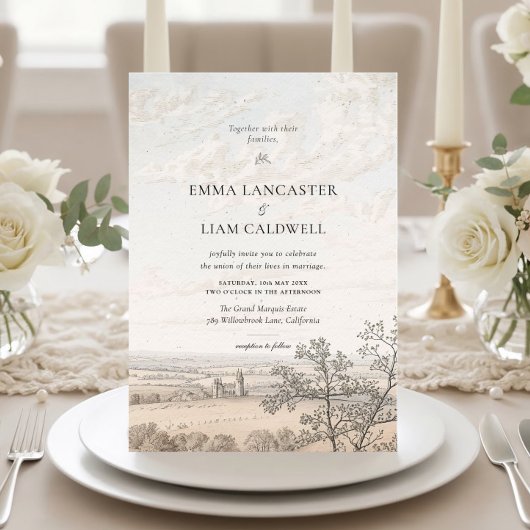 Elegant French Country Toile Wedding Einladung