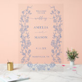 Elegant French Dusty Blue Vintag Acrylschild (Hochzeit)