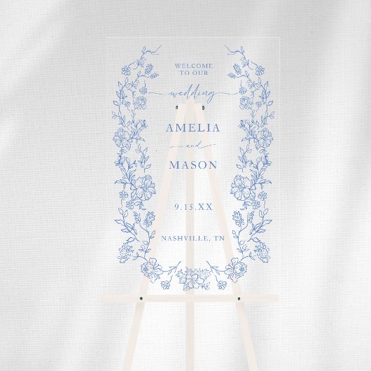 Elegant French Dusty Blue Vintag Acrylschild