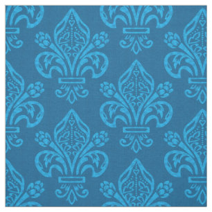 Elegant French Fleur de Lys Aquamarin Green Blue Stoff