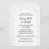 Elegant French Floral Blue Einladung (Vorne/Hinten)