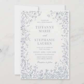 Elegant French Floral Wedding Invitation Einladung