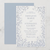 Elegant French Floral Wedding Invitation Einladung (Vorne/Hinten)