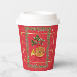 Elegant French Horn Christmas Cherry Red Paper Cup Pappbecher