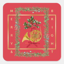 Elegant French Horn Christmas Cherry Red