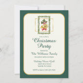 Elegant French Horn Christmas Dark Green Einladung (Vorderseite)