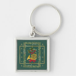 Elegant French Horn Christmas Dark Green Schlüsselanhänger