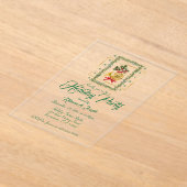 Elegant French Horn Christmas Green Acryleinladungen (Ablage )