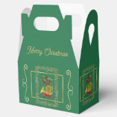 Elegant French Horn Christmas Green Favor Boxes Geschenkschachtel (Geöffnet)