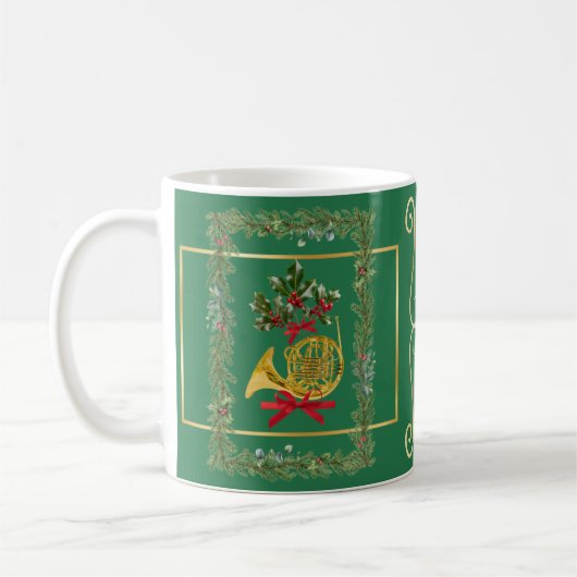 Elegant French Horn Christmas Green Kaffeetasse (Links)