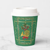 Elegant French Horn Christmas Green Pappbecher (Rückseite)