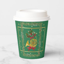 Elegant French Horn Christmas Green Pappbecher