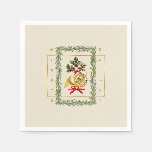 Elegant French Horn Christmas Irish Cream Paper Serviette (Vorderseite)