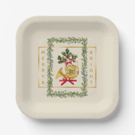 Elegant French Horn Christmas Irish Cream Pappteller