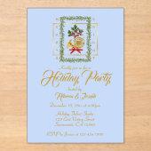 Elegant French Horn Christmas Light Blue Acryleinladungen (Vorderseite)