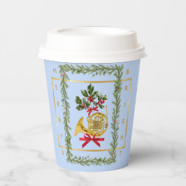Elegant French Horn Christmas Light Blue Paper Cup Pappbecher