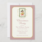 Elegant French Horn Christmas Mauve Einladung (Vorderseite)