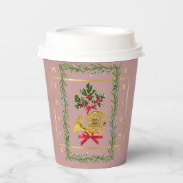 Elegant French Horn Christmas Mauve Pappbecher