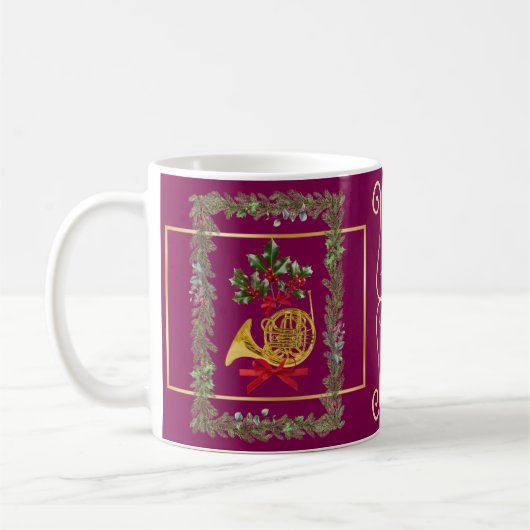 Elegant French Horn Christmas Purple Kaffeetasse (Links)