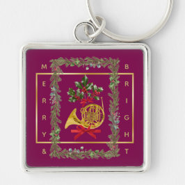 Elegant French Horn Christmas Purple Schlüsselanhänger