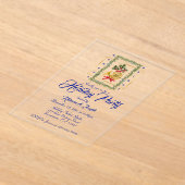 Elegant French Horn Christmas Royal Blue Acryleinladungen (Ablage )