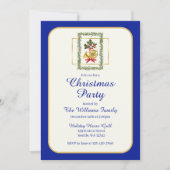 Elegant French Horn Christmas Royal Blue Einladung (Vorderseite)