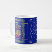 Elegant French Horn Christmas Royal Blue Kaffeetasse (Vorderseite Links)
