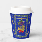 Elegant French Horn Christmas Royal Blue Paper Cup Pappbecher (Rückseite)