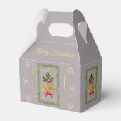 Elegant French Horn Christmas Taupe Favor Boxes Geschenkschachtel (Rückseite)