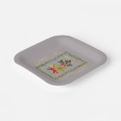 Elegant French Horn Christmas Taupe Paper Plate Pappteller (Gewinkelt)