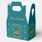 Elegant French Horn Christmas Teal Geschenkschachtel (Geöffnet)