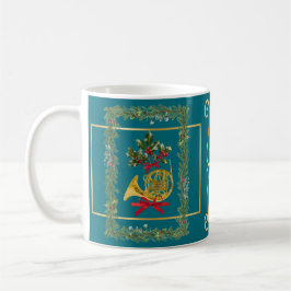 Elegant French Horn Christmas Teal Kaffeetasse