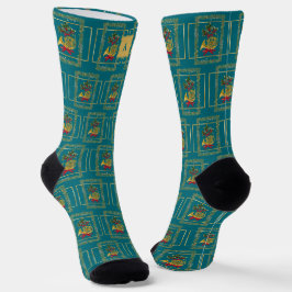 Elegant French Horn Christmas Teal Monogram Socken