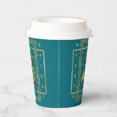 Elegant French Horn Christmas Teal Paper Cup Pappbecher (Rechts)