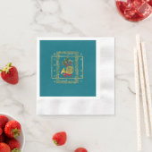 Elegant French Horn Christmas Teal Paper Serviette (Beispiel)