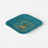 Elegant French Horn Christmas Teal Pappteller (Gewinkelt)