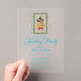 Elegant French Horn Christmas Turquoise Acryleinladungen