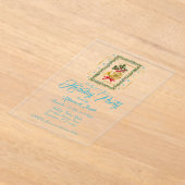 Elegant French Horn Christmas Turquoise Acryleinladungen (Ablage )